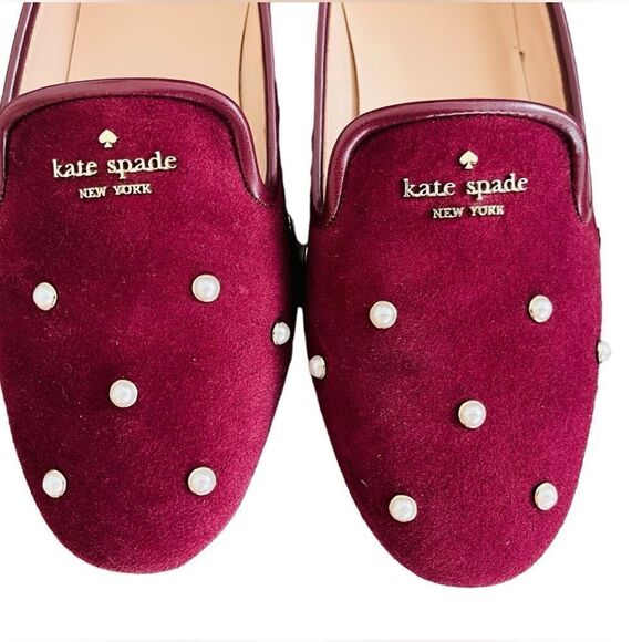 Kate Spade Claudia Pearl Flats, Deep Berry, size 8. - Picture 4 of 9